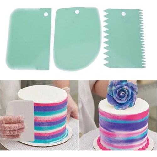 3PCS/Set Cream Scraper Smoother Irregular Teeth Edge DIY Cake Decorating Fondant Pastry Cutters Baking Spatulas Tools