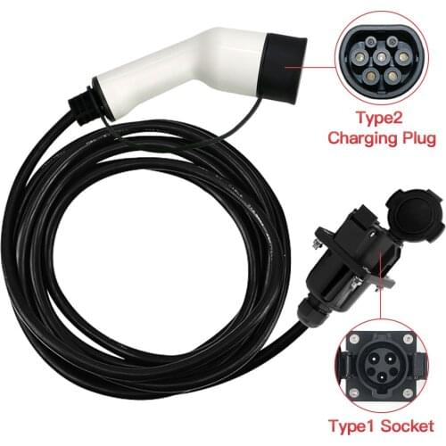 EV Charging CableIEC 62196-2 Female to SAE J1772 Socket Double Plug 1 Phase Type 2 to Type 1 with 5m Cable or Customized