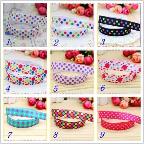 5/8'' Free shipping Fold Elastic FOE polka dots printed headband headwear hairband diy decoration wholesale OEM D122