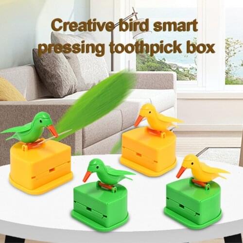 Cute Hummingbird Toothpick Dispenser Gag Holder Gift Cleaning Teeth High Quality Material Automatic Bird Toothpick Box Hot Sale