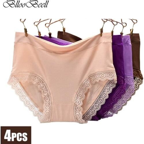 BllooBeell High Rise Womens Panties Seamless Modal Underwear Ladies Solid Color Everyday Briefs Female Lace Lingerie Plus Size