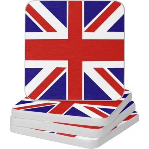 Union Jack Diatomite Square Round Coaster MildewProof Cup Bonsai Mat Soap Toothbrush Pad 10x10cm