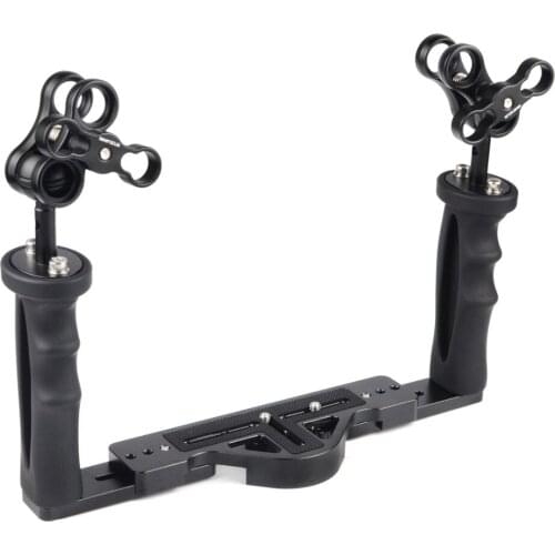 Dual Handheld Stabilizer Diving Underwater Camera Housings Tray/Grip Double Handle With Ball Clamp For Dome Port waterproof case