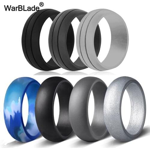 WBL 7pcs/set 6-12 Size Hypoallergenic Crossfit Flexible Rubber Rings 8mmSilicone Finger Ring For Men Women Wedding Jewelry Gift