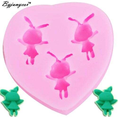 M611 Lovely Rabbits UV Resin Silicone Mold Fondant Chocolate Candy Lollipop Crystal Epoxy Soft Clay Bake Tools