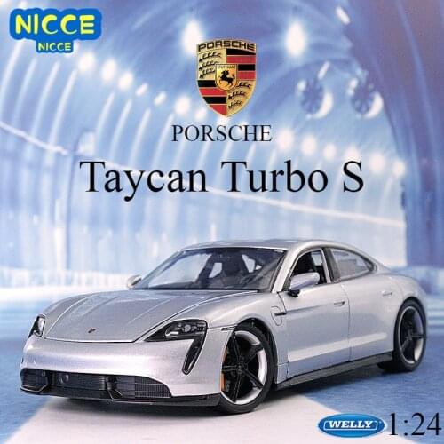 Welly 1:24 Diecast Car Porsche Taycan Turbo S High Simulator Metal Sports Car Alloy Toy Car Model Car For Kids Gift Collection