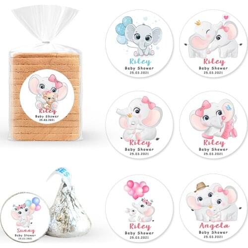 Cartoon Elephant Custom Stickers Baby Shower Sticker Kids Birthday Party Personality Labels Design Own Handmade Gift Stickers