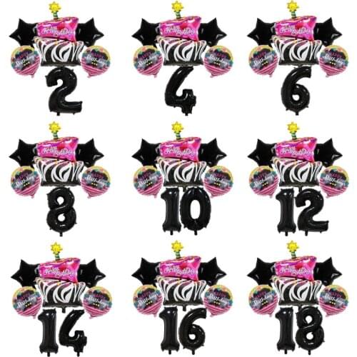 Chocolate Cake Balloons Set Foil 32inch Black Number Helium Balloon Birthday Globos Childrens Birthday Party Decorations Kids