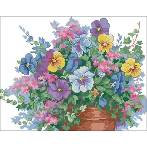 Colorful bottle flowers patterns Counted Cross Stitch 11CT 14CT 18CT DIY Chinese Cross Stitch Kits Embroidery Needlework Sets