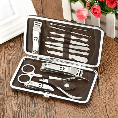 12 PCS/set Nails Clipper Scissors Tweezer Knife Nail Art Manicure Tools Set Manicure Sets Stone Pattern Case For Nail Manicure