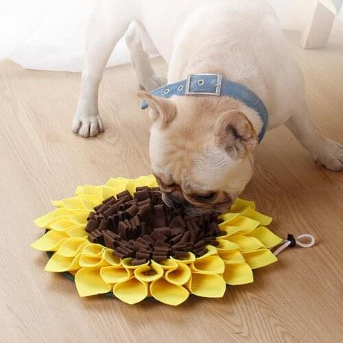Sunflower Shape Dog Non-woven Fabric Snuffle Mat Puppy Training Sniffing Feeding Blanket Pet Pad Soft Stitching Flower Cushion