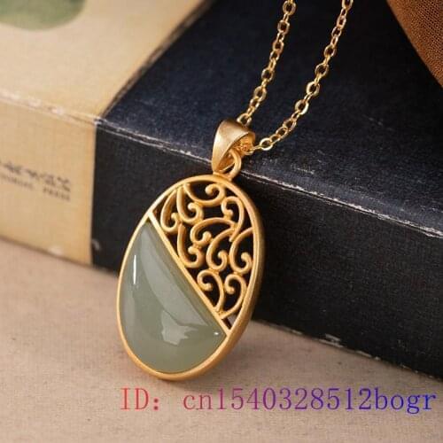 Green Jade Flower Pendant Charm Chalcedony Jewelry Agate Zircon Natural 925 Silver Gemstone Fashion Women Chinese Necklace