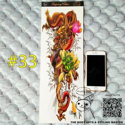 SHNAPIGN "The Eastern Dragon" Full Sleeve Temporary Body Art,48*17cm Flash Tattoo Stickers,Waterproof Adult Sex Products Henna
