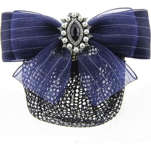 Ribbon Rhinestone Hair Pins Bow Bun Cover Net Snood Hair Clip Crystal Headband Handmade Jewelry Wedding Hair Accessories Bridal