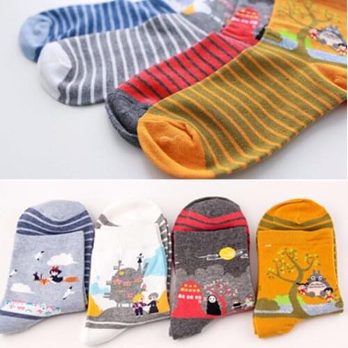Comfortable Women Sport Japanese Hayao Miyazaki Cartoon Chinchilla Animal Socks Ankle-high Socks Cute Socks