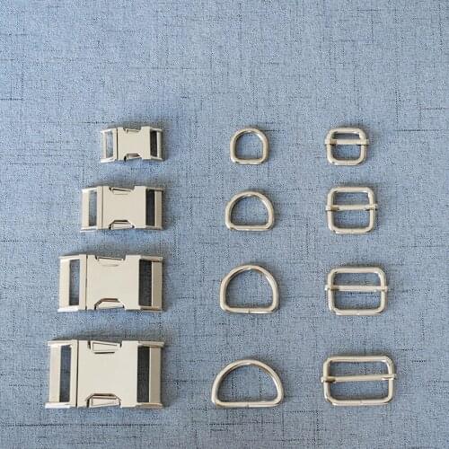 20 Sets 15mm/20mm/25mm/32mm Silver Metal D Ring Adjustable Release Buckle Webbing Tactical Belt Safety Clips DIY Luggage