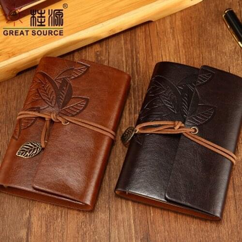 Leather Journal Vintage Spiral Bound Sketchbook A6 Refillable Notebook Travel Diary With Kraft Blank Pages For Women Girls Gift