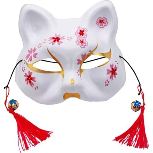 Japanese Style Anime Cherry Blossom Fox Cat Halloween Cospaly Masks Festival Carnival Masquerade Christmas Adult Party Mask Gift