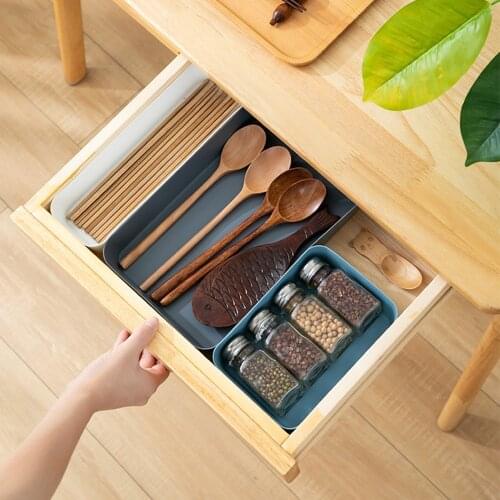 Drawer Storage Box Organizers For Kitchen Drawers Plastic Sundries Cosmetic Container Cutlery Tray Drawers Plastic Desktop