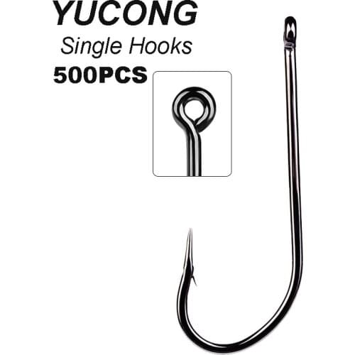 YUCONG 500PCS/lot Fishing Hooks 1-8/0# Carbon Steel Jig Barbed Single Hooks Wholesale Supplier Fishhooks for Carp Fishing Tackle