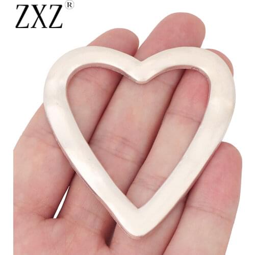 ZXZ 5pcs Tibetan Silver Large Hollow Open Heart Charms Pendants for Necklace Jewelry Making Findings 63x59mm