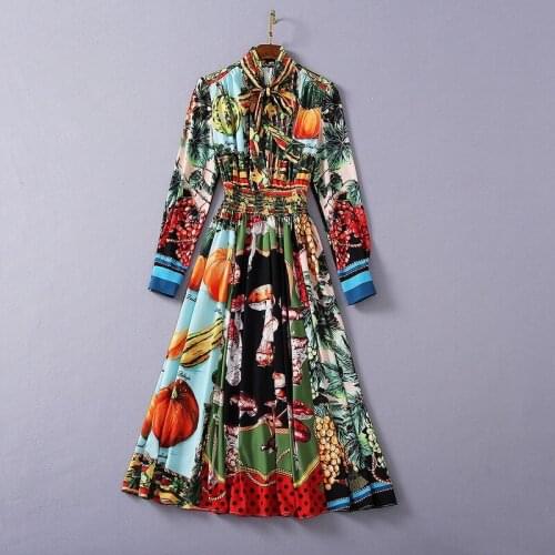 1122 2020 Autumn Free Shipping Crew New Flora Print Long Sleeve Empire Fashion Womens Clothes SH