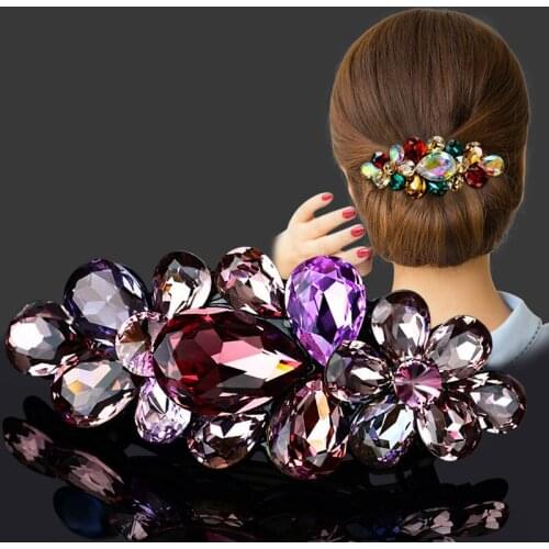 2020 fashion new hair top clip crystal rhinestone elegant spring clip hair clip back head clip headdress hairpin