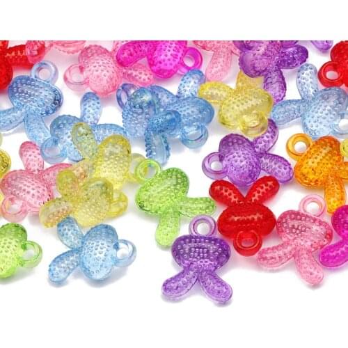 Cute Rabbit Colorful Mixed Pendant 21x17mm Transparent 30pcs Acrylic Spacer Beads For DIY Jewelry Making Bracelet Accessories