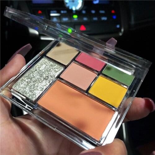 7Color Eyeshadow Palette Shimmer Nude Matte Eyeshadow Pallete Diamond Glitter Metallic Palette Pigmented Makeup Palette Cosmetic
