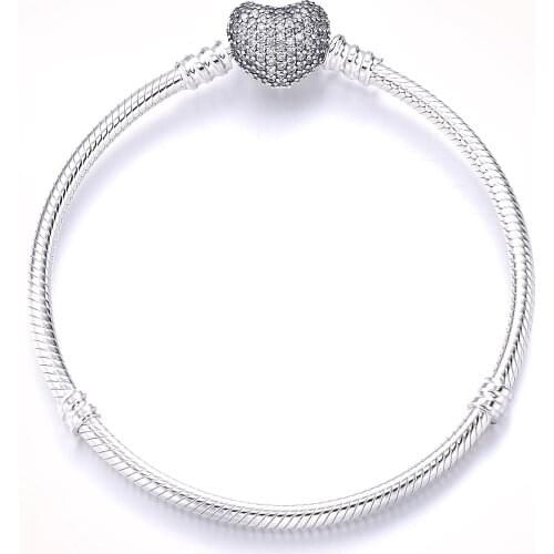 Ajax Famous Brand 925 Sterling Silver Heart Snake Bone Bracelet Chain Fit Charm Beads Accessories Jewelry