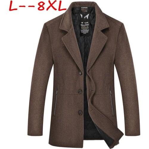 Plus size 10XL 8XL 6XL 5XL Autumn And Winter New Mens Long Woolen Coat Slim Casual Large Size Mens Coat Shirt Woolen Coat