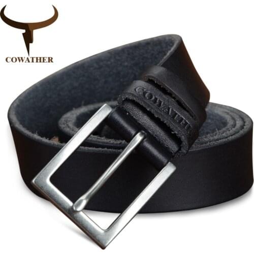COWATHER 2019 high quality cowhide belt op cow genuine leather men belts for men fashion pin buckle male strap original brand
