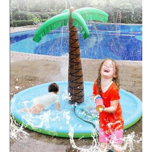 Hydraulic cushion gas coconut trees summer children play water polo outdoor lawn sprinkler beach toys
