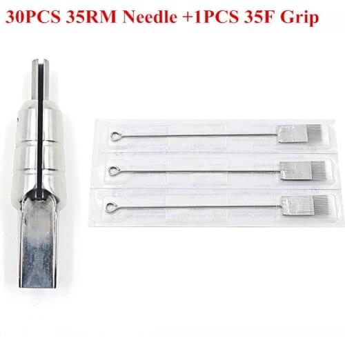 EZ 30 pc Magnum Tattoo Needles 35RM with 1 pc 316 Stainless Steel Magnem bullet tubes 35F Tattoo Grip tattoo supply 1 set/lot