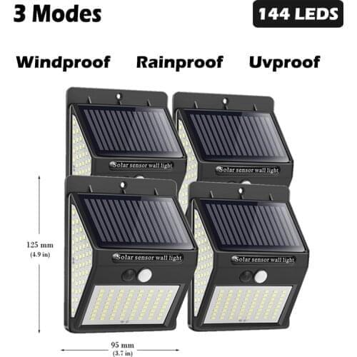 Iiffty 100 144LED Solar Light Outdoor Solar Lamp PIR Motion Sensor Solar Powered Sunlight Street Light for Garden Decoration