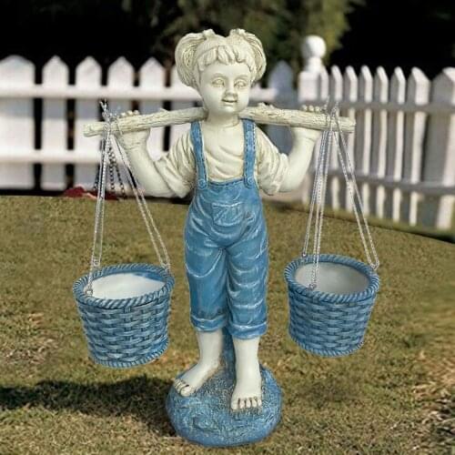 Flowers for Felicity Little Girl Garden Statue 2 Tone Stone Garden Statues Resin Garden Statues Home Decor Accessories