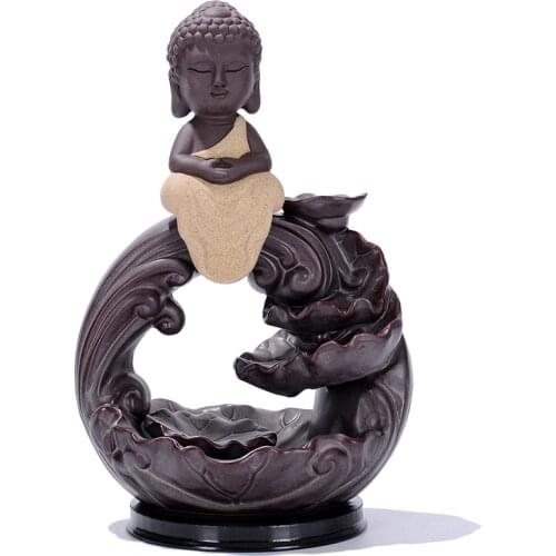 Home Decoration Ceramic Censer Smoke Backflow Incense Burner Bullet Incense Cones Burner Buddha Incense Aroma Burner Three Color