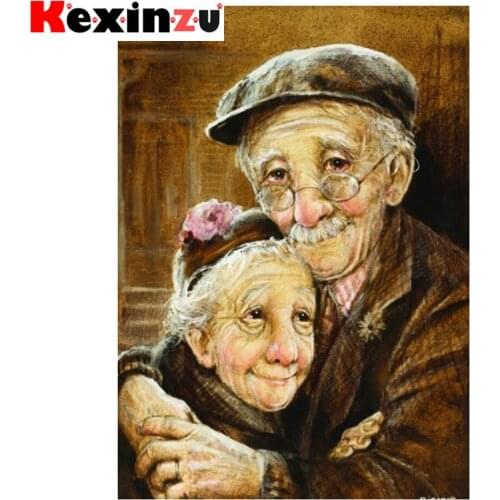 Kexinzu Full 5D DIY Square/Round Diamond Painting" Loving old couple" 3D Embroidery Cross Stitch Mosaic diamondpainting Gift
