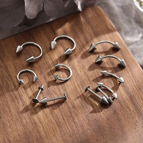 12pcs Surgical Steel Nose Rings Body Piercing for Women Punk Earring Stud Hoops Nariz Percing Tongue Rings Piercing Body Jewelry
