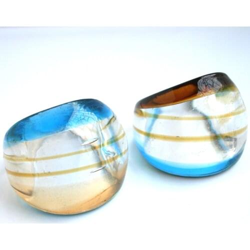 RED SNAKE Fashion Ring Handmade Blue and Brown Translucent Murano Glass Ring