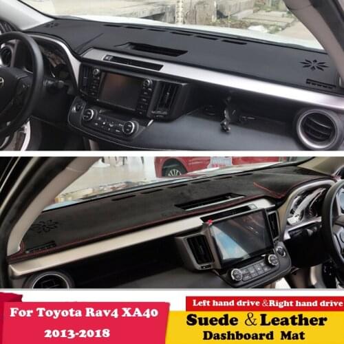 For Toyota Rav4 XA40 2013 2014 2016-2018 RAV 4 40 Leather Dashmat Dashboard Cover Sunshade Carpet Dash Mat Accessories Suede