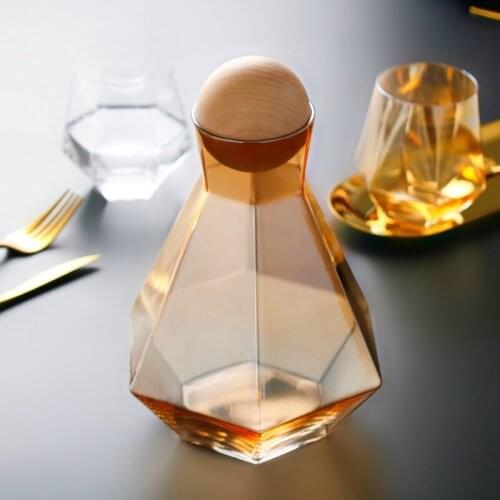 Creative Colorful Glass Cup Diamond Shape Whiskey Cup Brandy Cup Beer Cup Bar Hotel Party Drinking Ware Home Decor Accessories