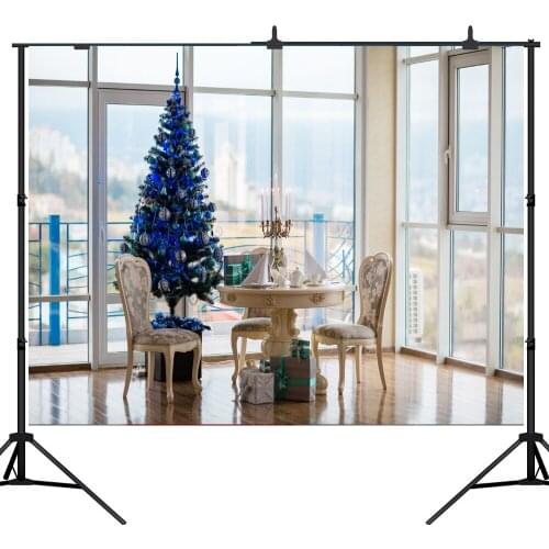 Lyavshi photography backdrop white window blue christmas tree decor background photocall photo portrait shoot prop