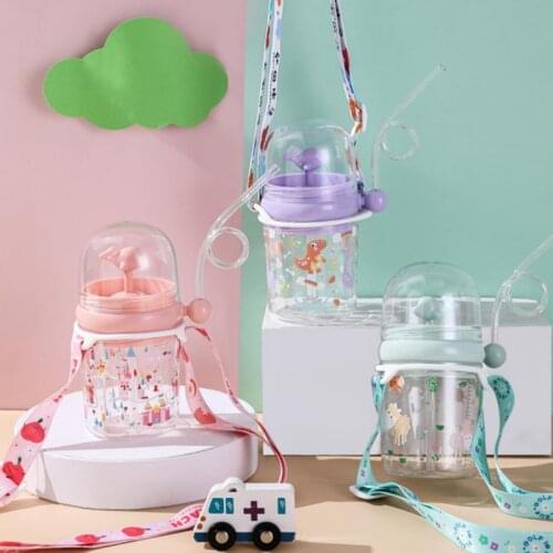Cute Whale Water Spray Cup Summer Plastic Childrens Straw Water Cup Drops-Resistant Student Jug Cute Bottle For Kid 66CY