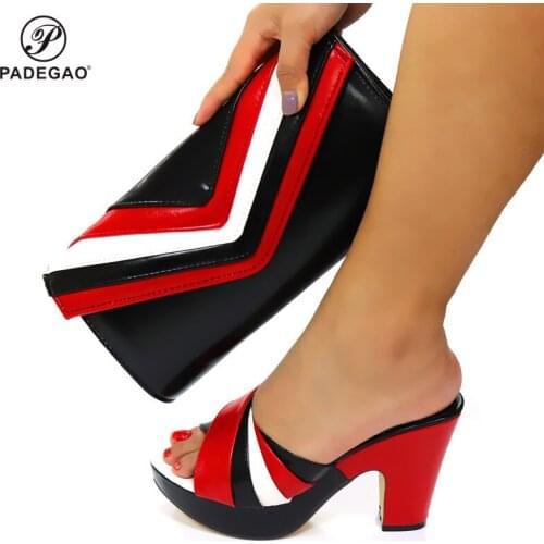 Fashion Ladies Shoes with Matching Bags Set 2020 Spring Autumn Women Pumps Sexy Buckles High Heels Shoes Nigerian Party Pumps