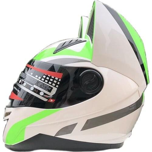 NITRINOS Motorcycle Helmet White green Helmet Fashion Motorbike Helmet Women Personality Capacete