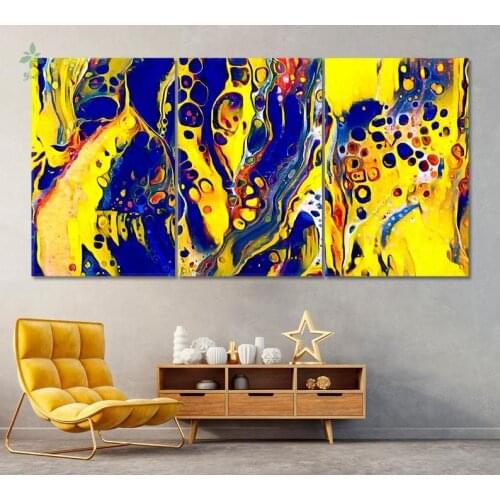 Set Of 3 Abstract Fluid Art Canvas Home Decor Print