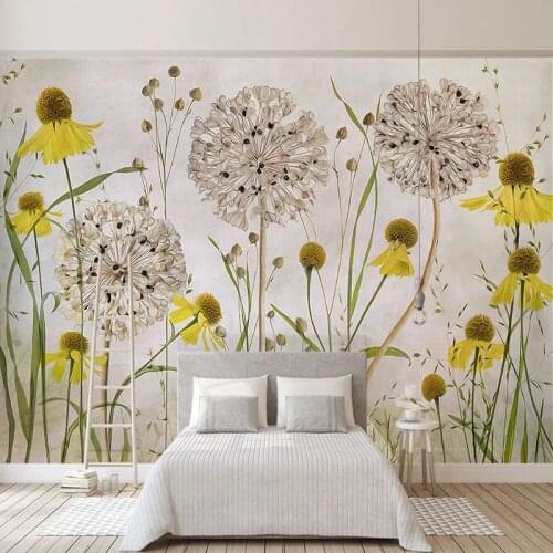 Custom Mural Wallpaper 3D Retro Plants Flowers Floral Living Room TV Background Wall Painting Papel De Parede Home Decor Fresco