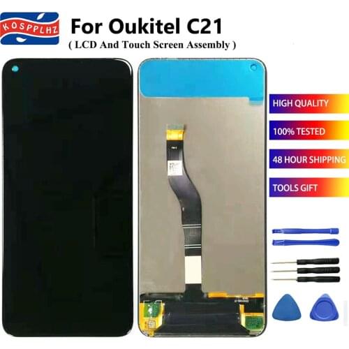 KOSPPLHZ For Oukitel C21 Display LCD + Touch Screen Assembly 100% Tested 6.4" Replacement Oukitel C 21 Phone Front Screen + Glue
