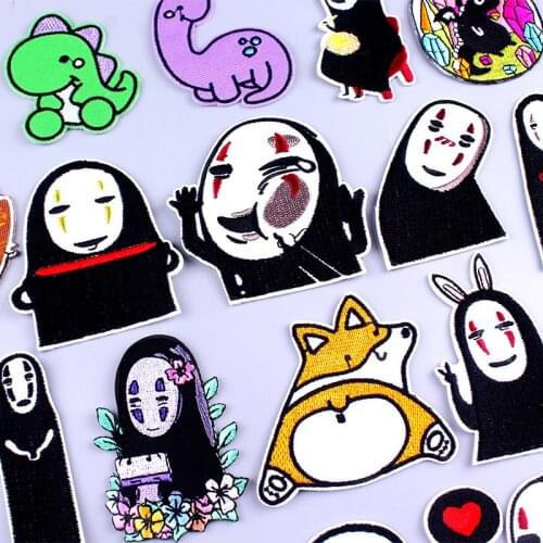 Faceless Man Japan Anime Patch Embroidered Patches For Clothing Sewing Cute Animal Patch Iron On Patches On Clothes Sticker Diy